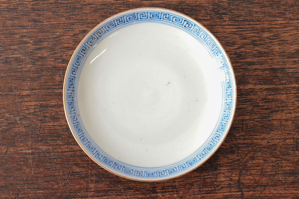 明治期　伊万里焼　色絵染付　蓋茶碗3客(和食器)(R-052756)