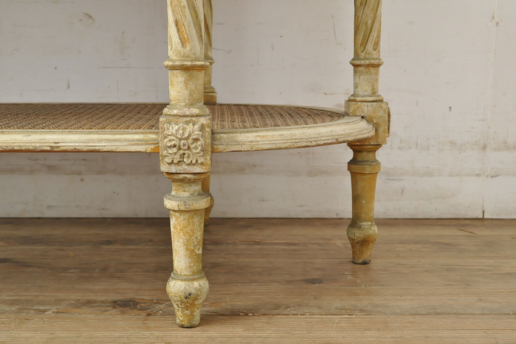 フランスアンティーク　高級品　ブロカント　凝ったつくりや彫刻が素晴らしい味わいを醸し出すサイドテーブル(オケージョナルテーブル、コンソールテーブル)(R-052832)