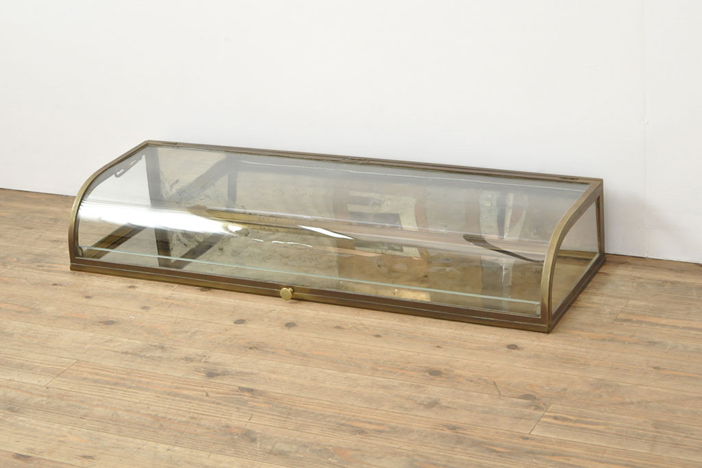 フランスアンティーク 激レアデザイン! 真鍮枠 背板・底板が鏡張りで広々見えるRガラス卓上ショーケース(ガラスケース、陳列棚、店舗什器)(R-052843)  | ラフジュ工房
