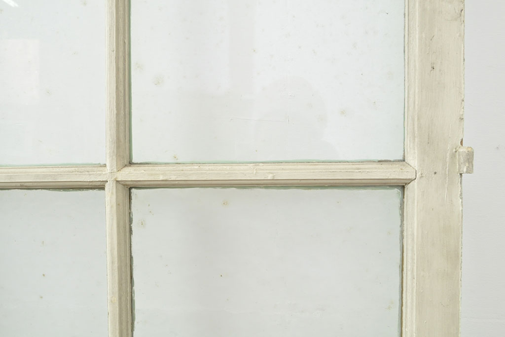 【N様用ご注文品】フランスアンティーク　人気のオーバル型ドアノブが付いた、ホワイトとミントグリーンの優しい色合いが可愛らしいガラス扉2枚セット(両開きドア、建具)(R-053019)