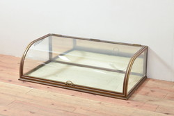 ラフジュ工房オリジナル　気泡ガラス入り　ブルーペイントのウォールシェルフ(壁付け戸棚、収納棚)