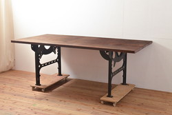 アンティーク家具　イギリス　オーク材製　木製らしい歪みが味わい深いダイニングテーブル(作業台)
