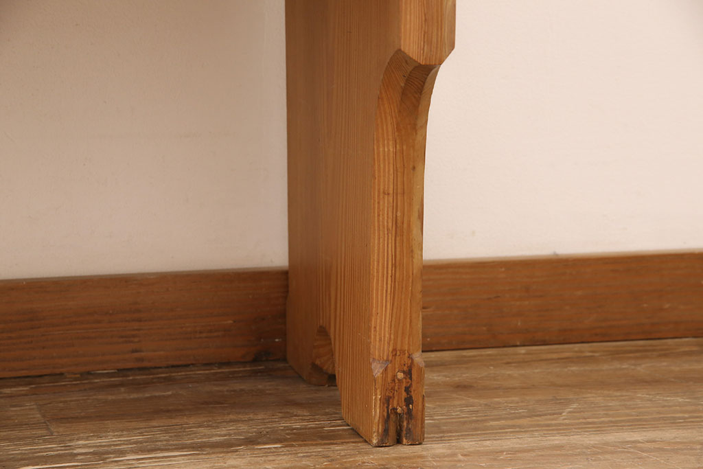イギリスビンテージ　パイン材　ナチュラルスタイルにおすすめのチャーチベンチ(長椅子、木製ベンチ、ベンチ、ヴィンテージ)(R-053153)