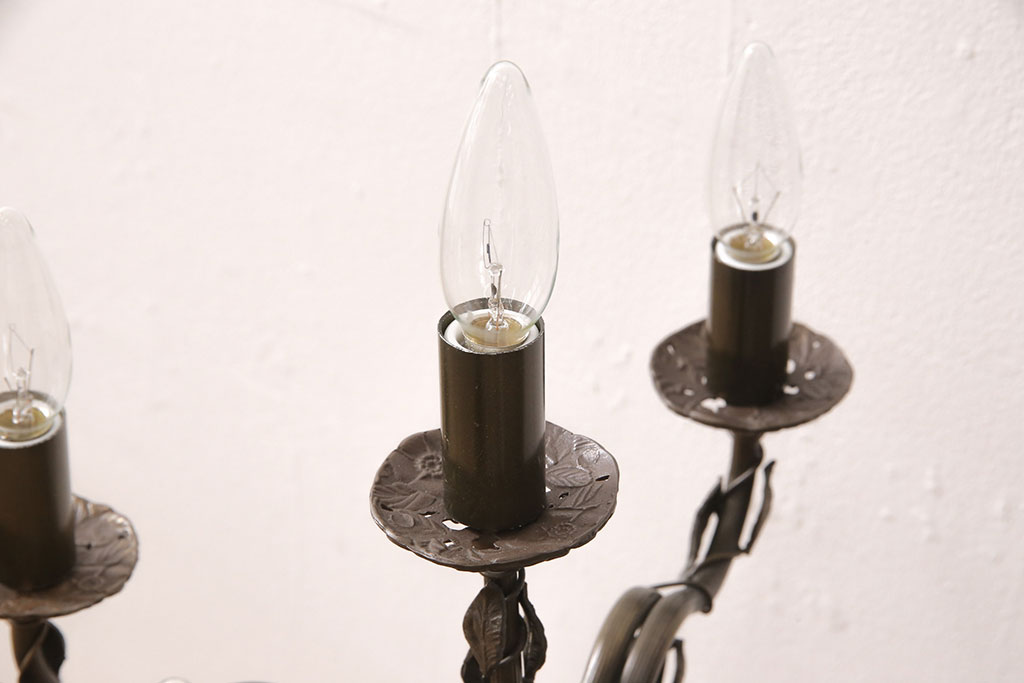 フランスビンテージ　神聖な雰囲気を漂わせるブロンズ像ランプ(西洋アンティーク照明、フロアスタンド、ヴィンテージ)(R-053345)