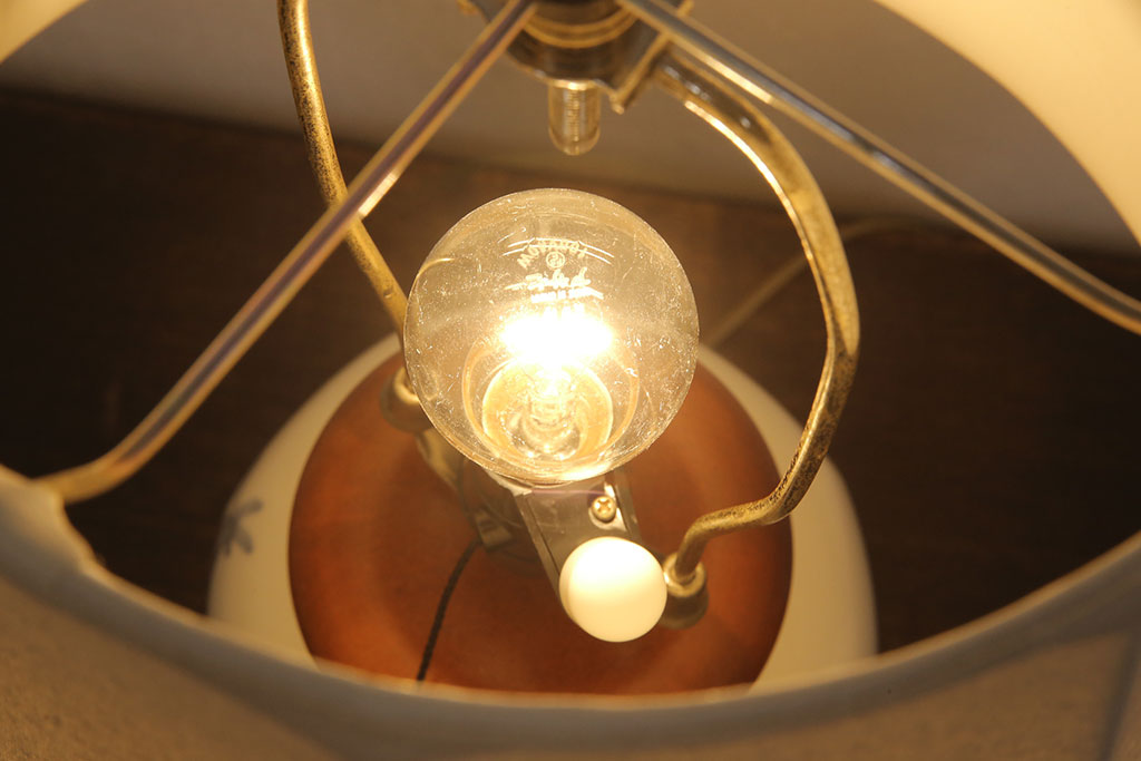 中古　大倉陶園　気品ある佇まいが魅力的なランプスタンド(テーブルスタンド、卓上照明)(R-053346)