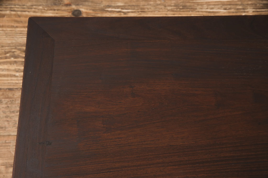 アンティーク家具　明治期　美しい木肌を堪能できる総シタン材製の文人文机(座卓、ローテーブル、総紫檀材)(R-053373)