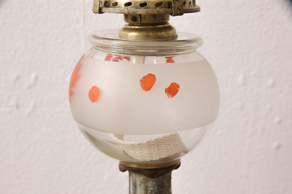 和製アンティーク　平芯　ノスタルジックな雰囲気を演出してくれるオイルランプ(灯油ランプ、卓上ランプ)(R-053431)