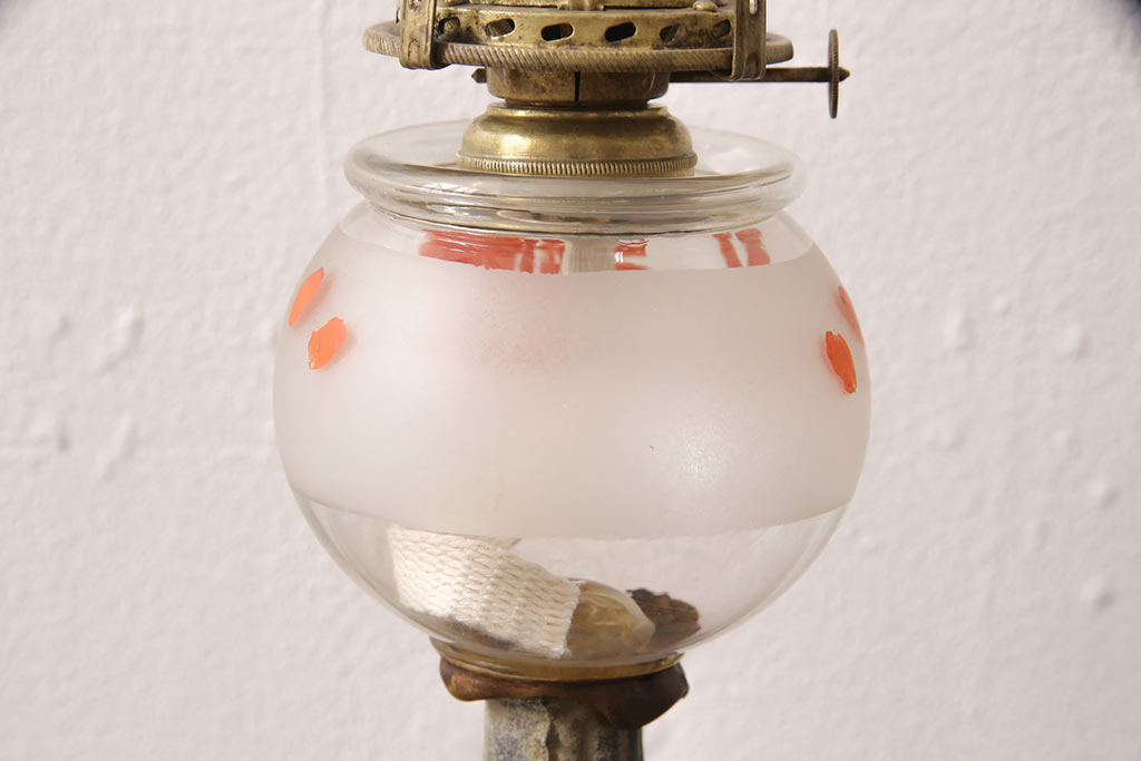 和製アンティーク　平芯　ノスタルジックな雰囲気を演出してくれるオイルランプ(灯油ランプ、卓上ランプ)(R-053431)