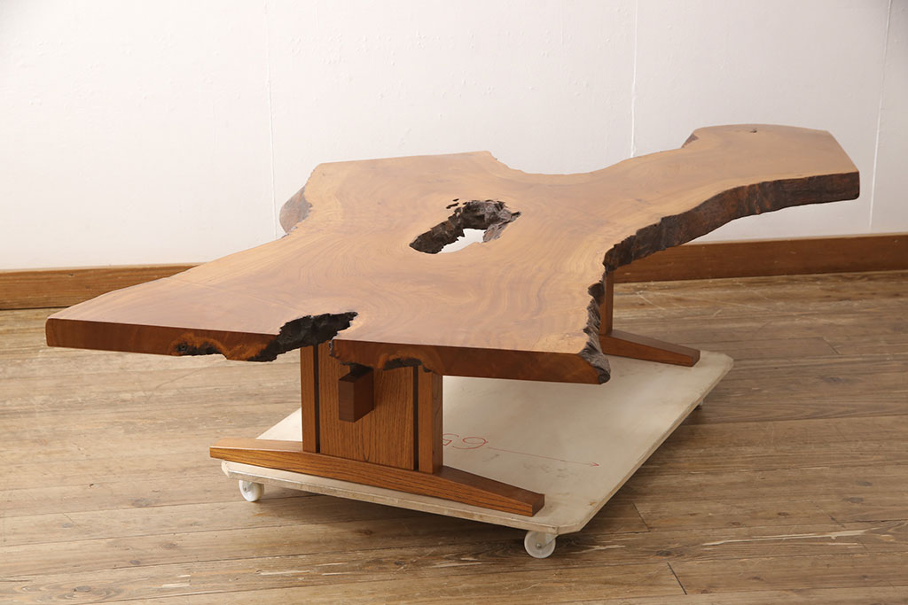 中古　美品　総漆塗り　手造り工芸家具　2wayで衝立にも!　上質な造りが魅力的なテーブル(定価約80万円)(センターテーブル、ローテーブル、座卓、パーテーション)(R-053489)