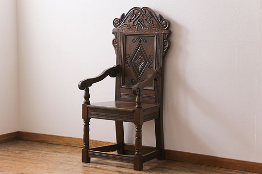 イギリスアンティーク　椅子　ゴシック様式