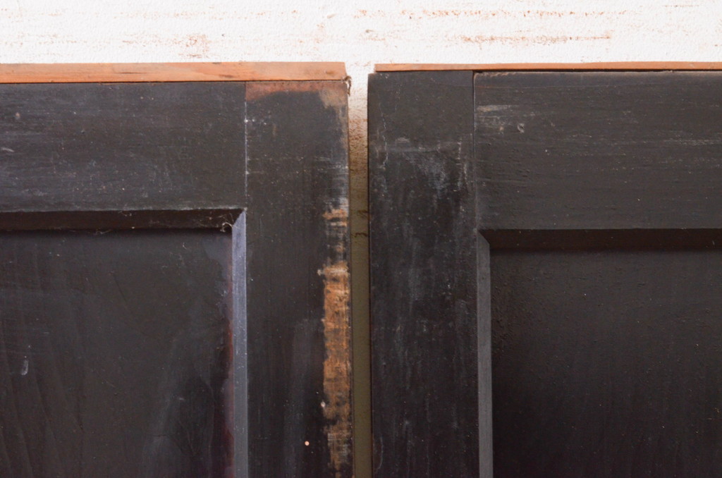 アンティーク建具　レーザー組子入れます!　上質な和の趣を感じさせる組子帯戸2枚セット(ガラス帯戸、引き戸)(R-072523)