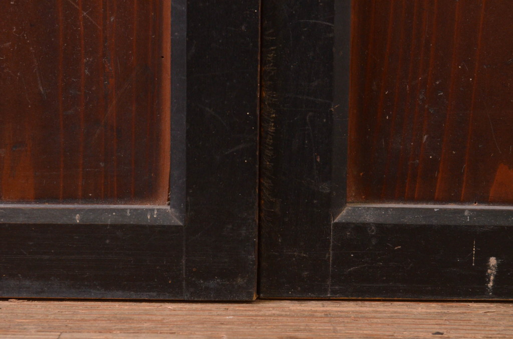 アンティーク建具　和の情緒を演出する障子帯戸3枚セット(引き戸、板戸、格子帯戸、障子戸)(R-072526)