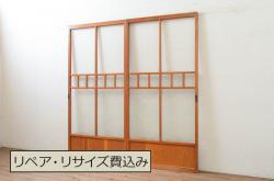 アンティーク建具　ペイント仕上げ限定　かわいいデザインのアイアンゲート1枚(鉄扉、フェンス)(R-076081)