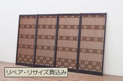 中古　希少　抽象アート　ロートアイアン　インダストリアルの空間づくりに活躍する鉄製ゲート(門扉、ドア、フェンス)(R-068916)