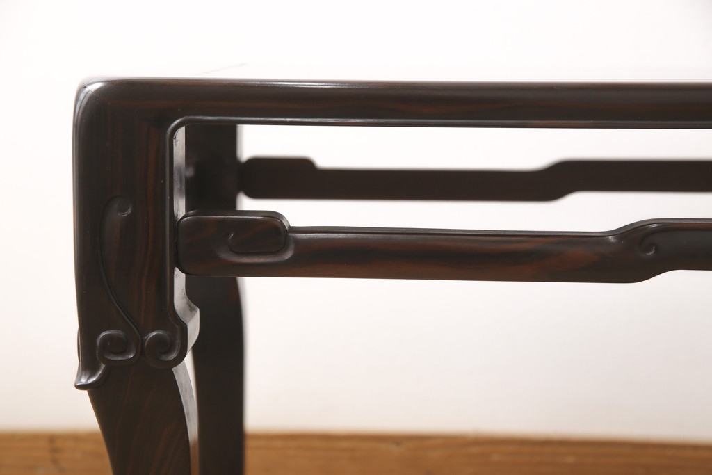 和製ビンテージ　国産　総縞黒檀(シマコクタン)材　特徴的な杢目が美しいローテーブル(座卓、センターテーブル、ヴィンテージ)(R-053350)
