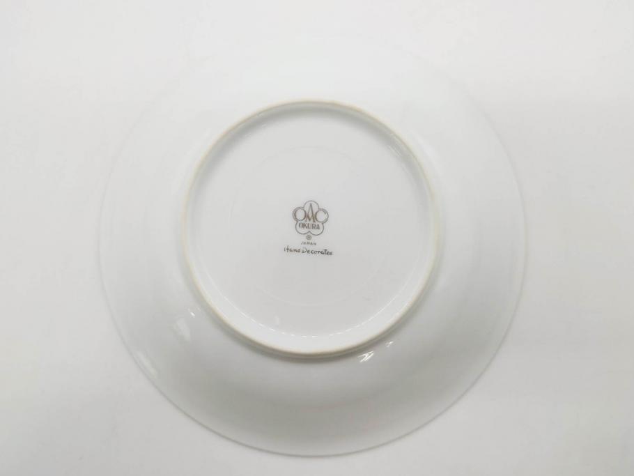 大倉陶園(OKURA、OAC)　 金蝕バラ　品格漂う豪華なプレート5枚セット(手描き、ディッシュ、ローズ、バラ、中皿、洋食器)(R-079325)