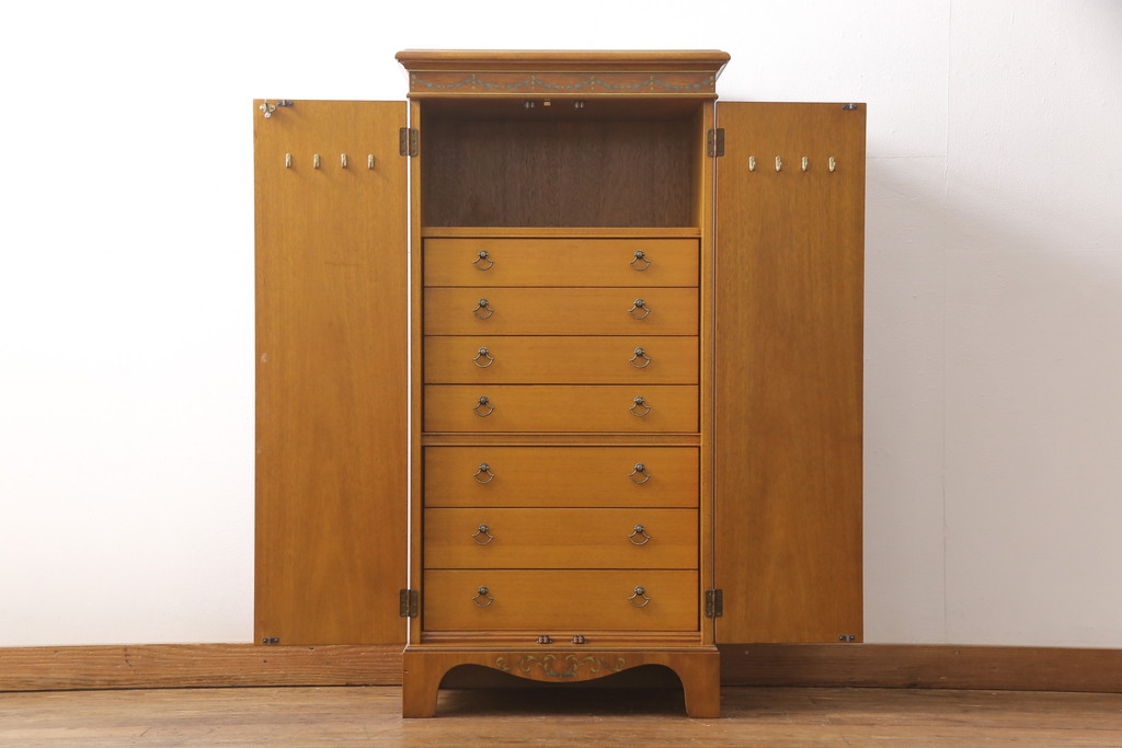 中古　美品　DREXEL HERITAGE(ドレクセルヘリテイジ)　希少!可愛らしいデザインが魅力的なジュエリーケース(サイドチェスト、サイドキャビネット、引き出し)(R-054850)