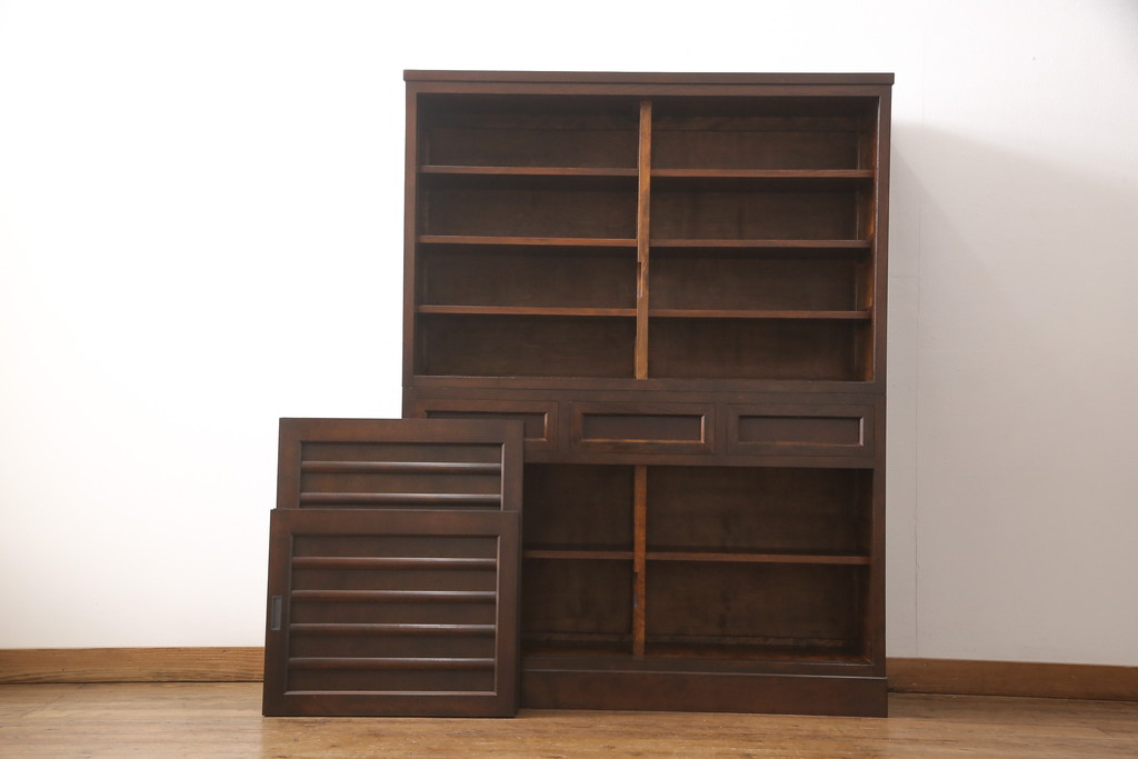 中古　超美品　松本民芸家具　特注品　高山デザイン　落ち着きのある佇まいが魅力的な水屋箪笥(食器棚、戸棚、収納棚、キャビネット)(R-053899)