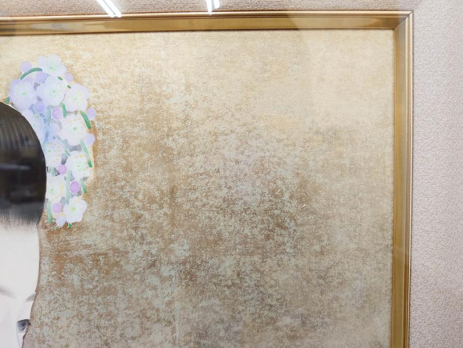 真作　中尾淳　「舞妓」　F10(10号)　絵画(日本画、女性、人物、着物、共シール、サイン付き、落款印、肉筆、額装、共箱付き)(R-079455)