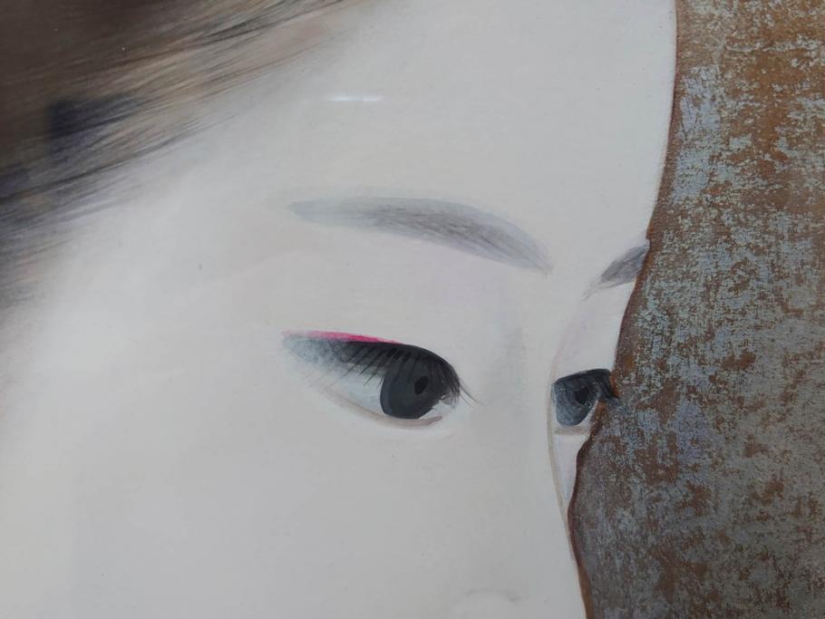 真作　中尾淳　「舞妓」　F10(10号)　絵画(日本画、女性、人物、着物、共シール、サイン付き、落款印、肉筆、額装、共箱付き)(R-079455)