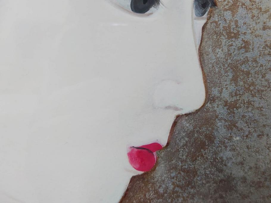 真作　中尾淳　「舞妓」　F10(10号)　絵画(日本画、女性、人物、着物、共シール、サイン付き、落款印、肉筆、額装、共箱付き)(R-079455)