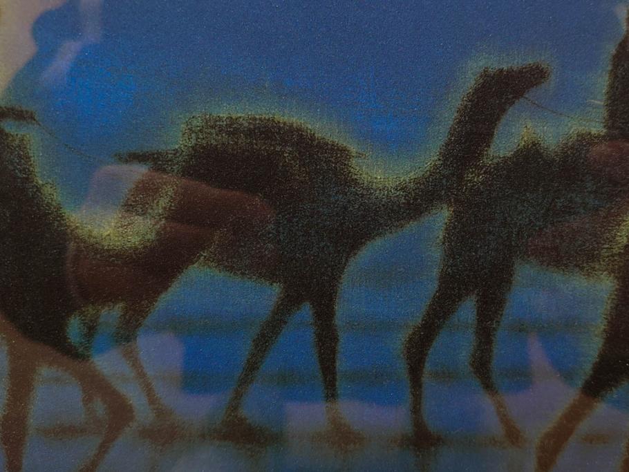 複製画　平山郁夫　「月光流砂行」　限定1200部　112/1200　絵画(日本画、岩絵具方式、複製、砂漠、ラクダ、夜、風景、シルクロード、隊商、キャラバン、額装、落款印、黄袋付き、共箱付き)(R-079456)