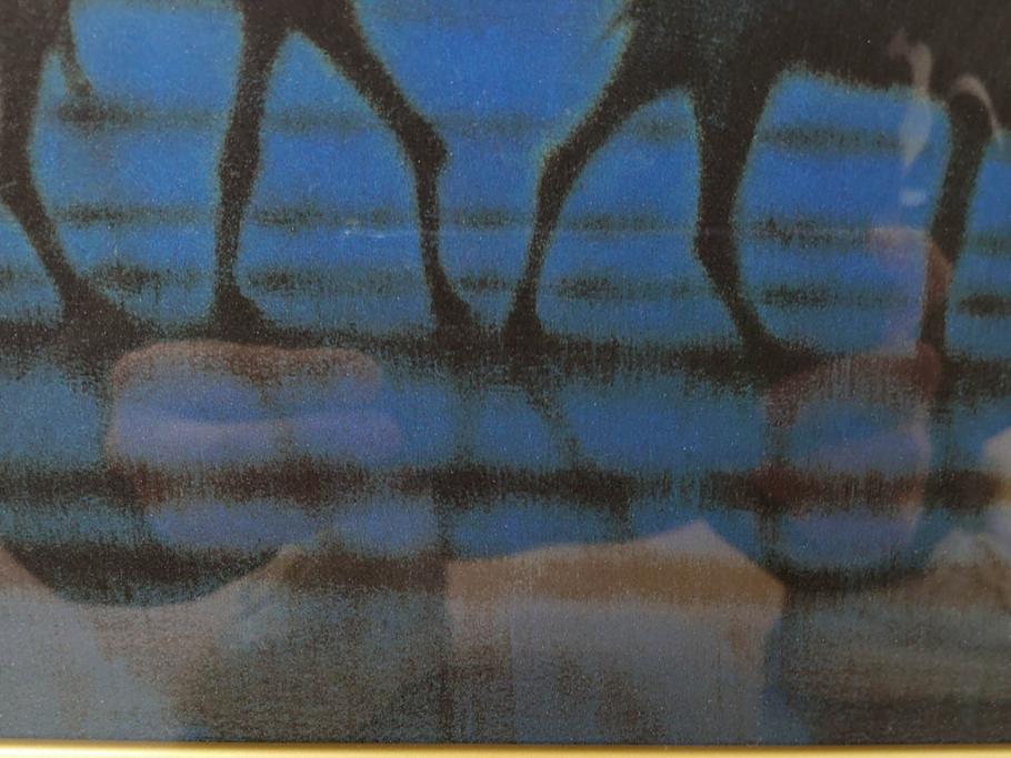 複製画　平山郁夫　「月光流砂行」　限定1200部　112/1200　絵画(日本画、岩絵具方式、複製、砂漠、ラクダ、夜、風景、シルクロード、隊商、キャラバン、額装、落款印、黄袋付き、共箱付き)(R-079456)