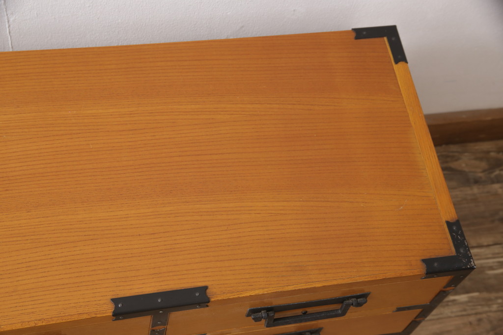 和製ビンテージ　信州民芸家具　ケヤキ材　A型　刀箪笥(テレビ台、ローボード、ヴィンテージ、引き出し、チェスト)(R-055634)