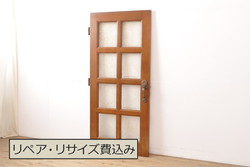アンティーク建具　大正期の趣漂う格子帯戸1枚(引き戸、板戸、建具)(R-054386)