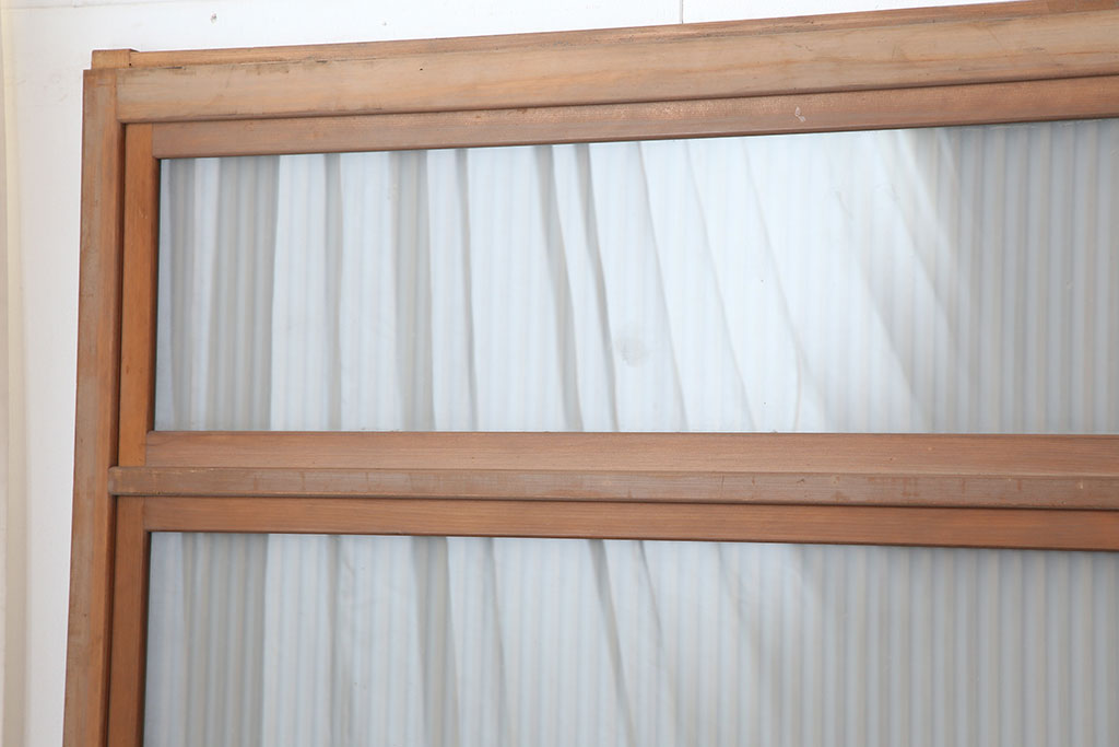 アンティーク建具　裏ガラス入り　和空間を盛り上げる上手物の格子戸4枚セット(ガラス帯戸、建具、引き戸)(R-037071)