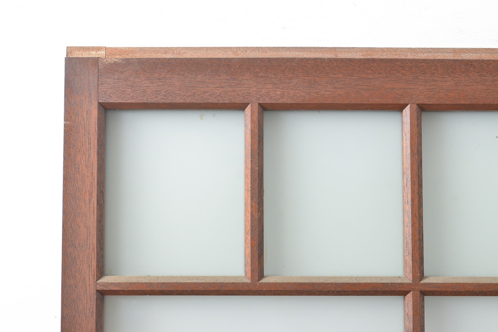 アンティーク建具　昭和中期　レトロな雰囲気と温かみのある色合いが魅力のガラス戸1枚(引き戸)(R-055311)