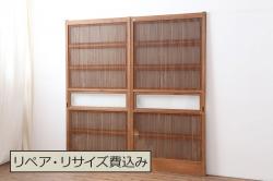 【セミオーダー家具実例】組子欄間に高品質リペアを施しました。設置場所に合わせてリサイズし、組子の両面にクリアガラスを取り付け、クリアワックス仕上げを施しました。(明り取り、明かり取り、建具)
