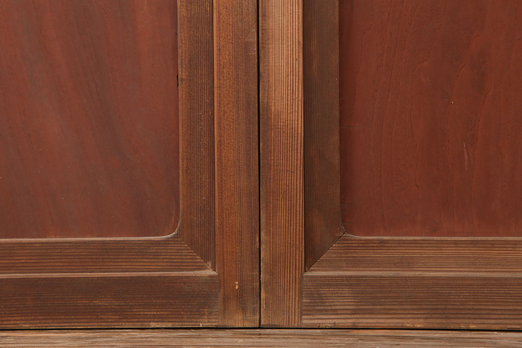 アンティーク建具　昭和初期　シンプルな木製フレームの障子戸4枚セット(建具、引き戸)(R-036760)