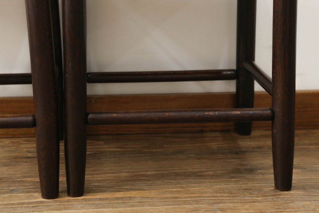 和製ビンテージ　松本民芸家具　和モダンな雰囲気づくりにおすすめの#19型ラッシスツール2脚セット(椅子、イス、チェア、ヴィンテージ、い草)(R-064500)