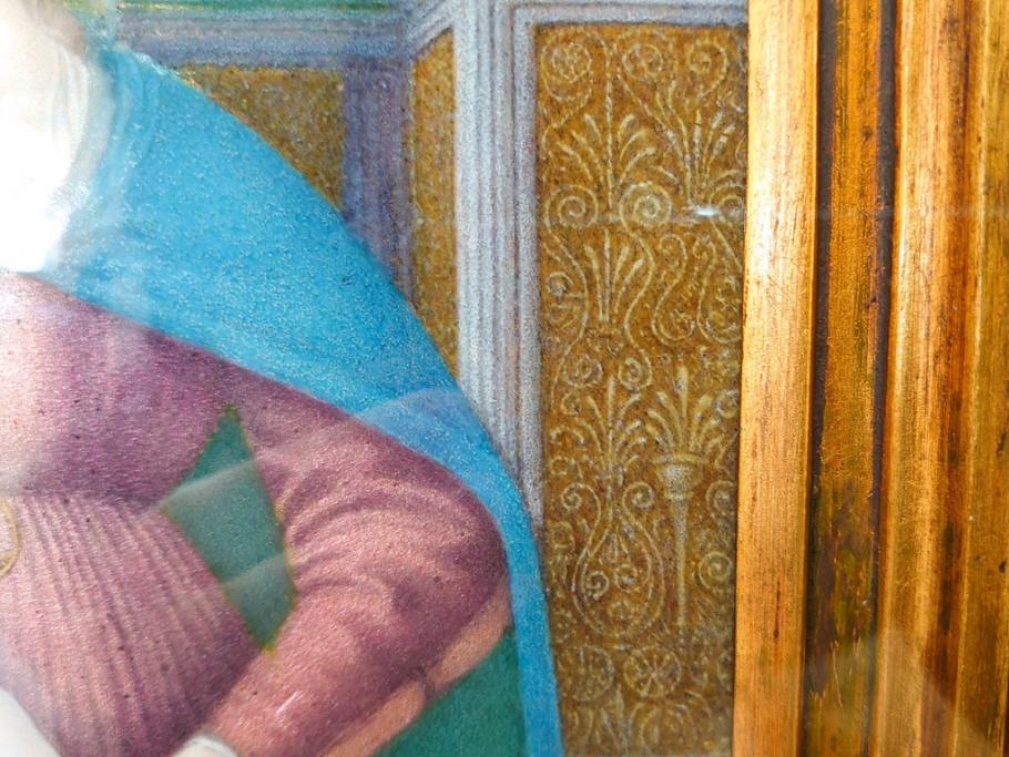 真作　アンティーク　19世紀中頃　フランス　LIMOGES(リモージュ)　「エマイユ 母子文額」　心が癒されるボナー画(陶画、七宝、P.BONNAUD、聖母、親子、キリスト教美術、黄袋付き、外箱付き)(R-079481)