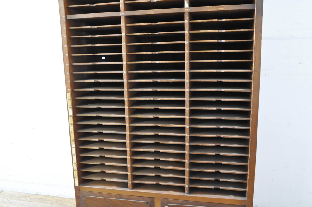 和製アンティーク　昭和初期　病院で使われていた書類ケース(収納棚、カルテケース、レターラック)(R-065790)