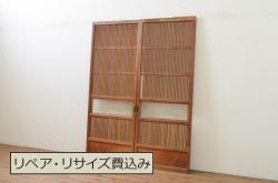 アンティーク建具　レトロな雰囲気を醸し出すガラス戸4枚セット(引き戸)(R-066791)