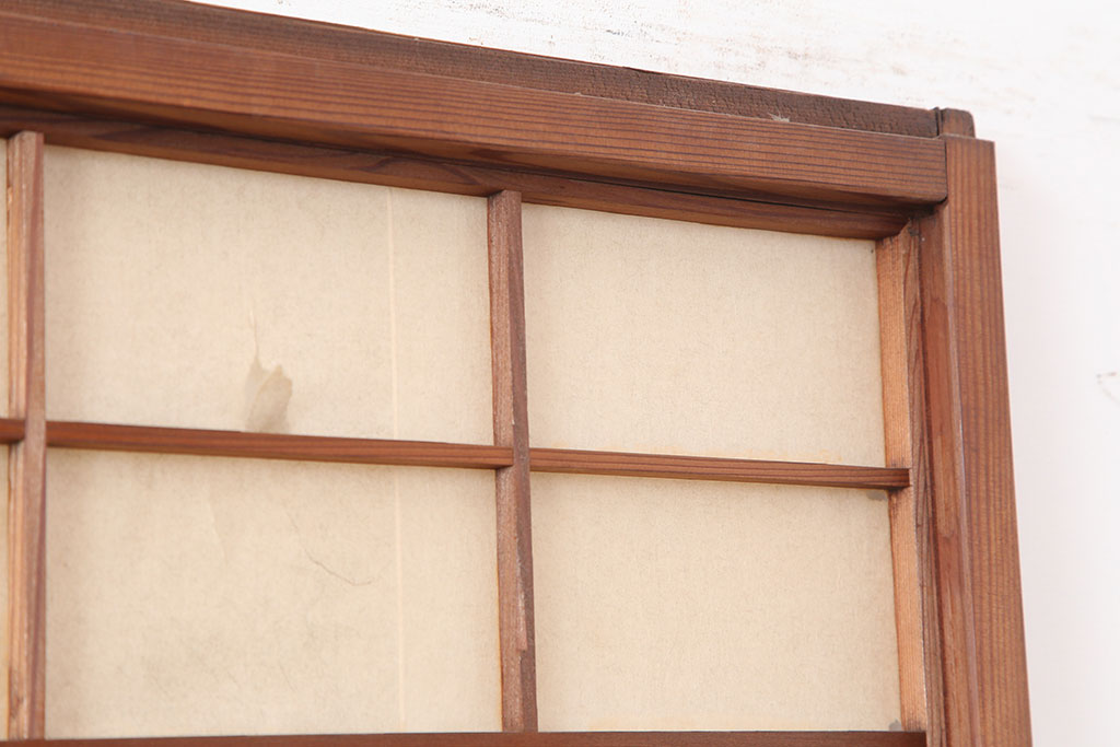 アンティーク建具　昭和初期　摺り上げ　風情あるインテリアにおすすめな雪見障子戸4枚セット(建具、引き戸)(R-037064)
