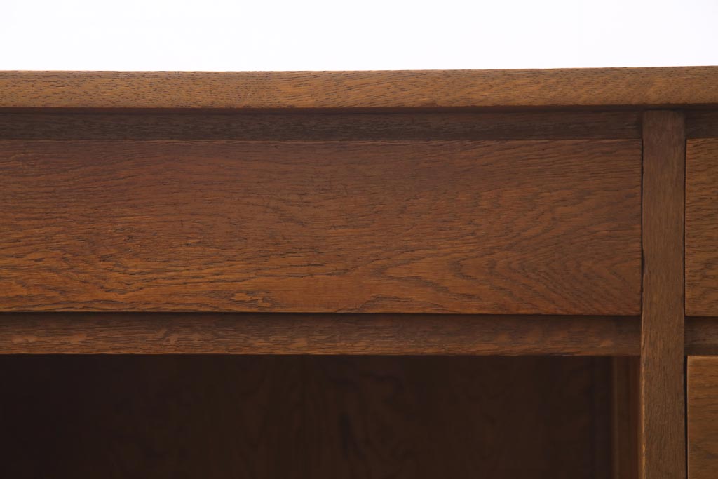 アンティーク家具　昭和中期　ナラ材　ナチュラルテイストにもぴったりな温もり溢れる片袖デスク(机、在宅ワーク、在宅用作業台)(2)