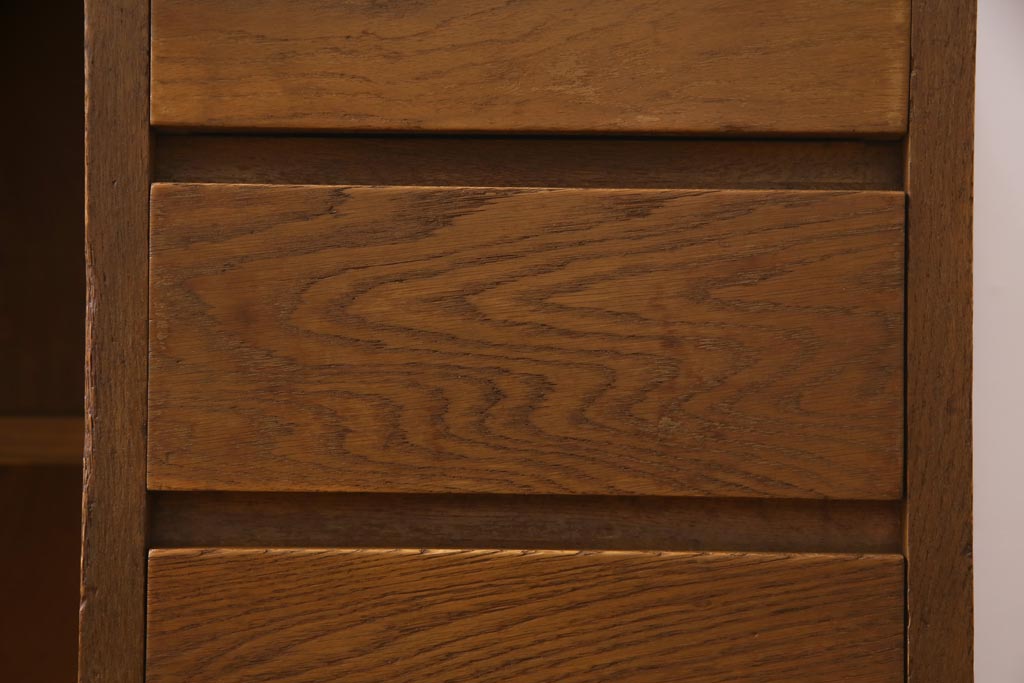 アンティーク家具　昭和中期　ナラ材　ナチュラルテイストにもぴったりな温もり溢れる片袖デスク(机、在宅ワーク、在宅用作業台)(2)