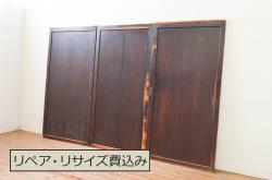 アンティーク建具　昭和初期　突き板仕上げ　独特な木目が目を引く木製ドア(木製扉)(R-044366)