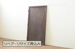 アンティーク建具　明治大正期　味のある風合いの格子扉(木製ドア)(R-044929)