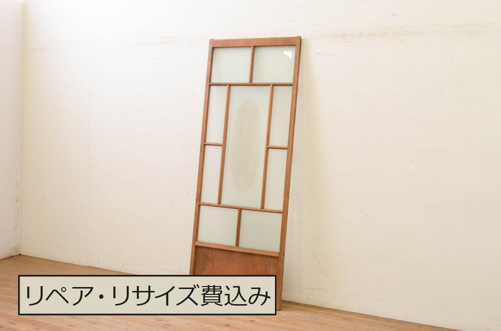 アンティーク建具　大正ロマン　どこか懐かしさを感じる幅狭ガラス戸1枚(引き戸)(R-071982)