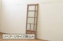 ビンテージ建具　ペイント仕上げ限定　李朝デザインの格子引き戸2枚セット(格子戸、ガラス戸、ヴィンテージ)(R-071915)
