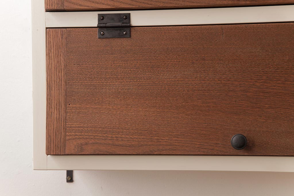 【オーダー注文・受注生産商品】ラフジュ工房オリジナル　ペイント　コントラストがおしゃれなパタパタ扉の壁掛け収納棚(吊り戸棚、ウォールシェルフ)