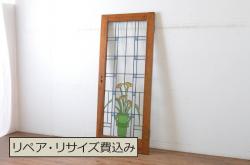 アンティーク建具　昭和中期　ガラス窓入りのシンプル・レトロなドア1枚(扉)(R-056355)