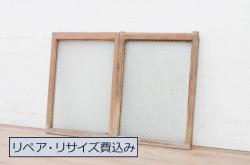 アンティーク建具　大正ロマンの雰囲気漂う両面面取り加工の幅狭ガラス戸4枚セット(引き戸)(R-066730)