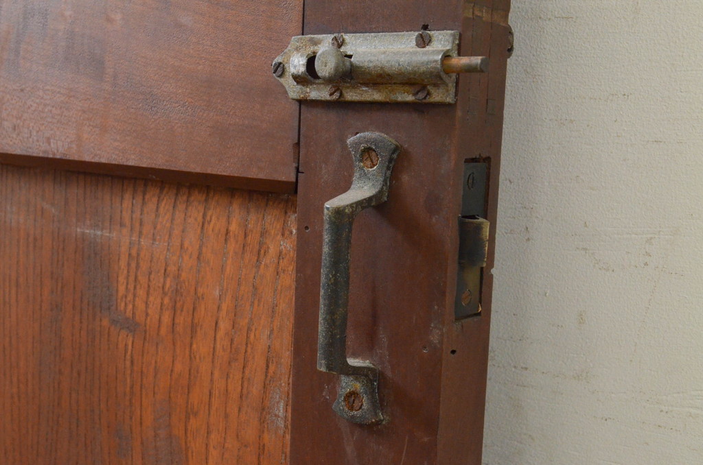アンティーク建具　鏡板欅(ケヤキ)材　空間のアクセントになる幅狭ドア1枚(木製扉)(R-071636)