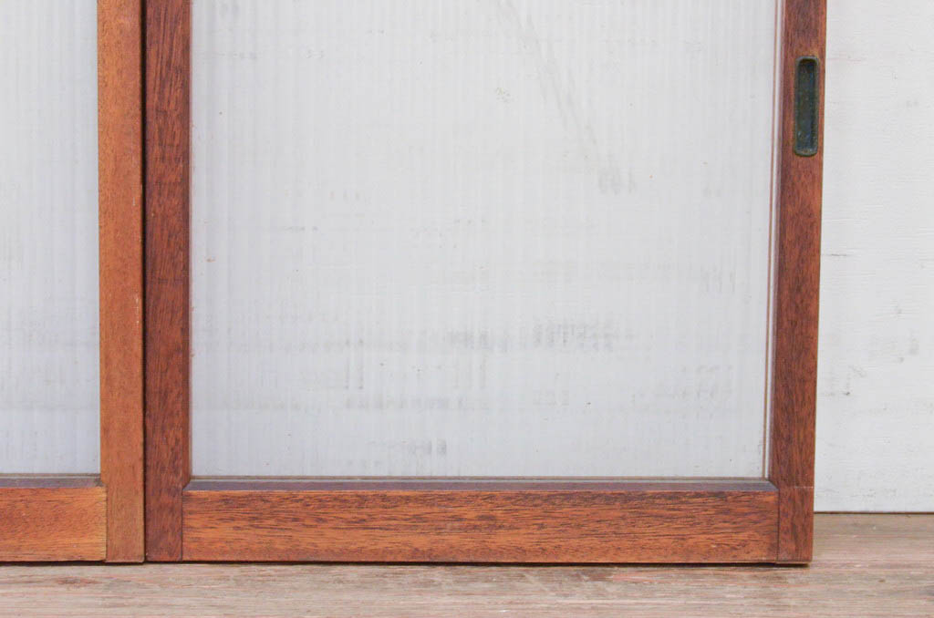 アンティーク建具　レトロな空間作りにおすすめのモールガラス窓4枚セット(引き戸、ガラス戸)(R-072116)