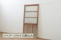 アンティーク建具　昔懐かしい佇まいが魅力のガラス入りの障子戸4枚セット(引き戸、ガラス帯戸)(R-069150)